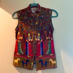 Graphic print qipao style tank top